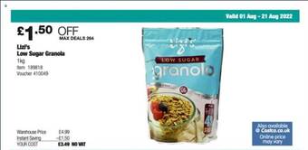 Costco Lizi's low sugar granola offer