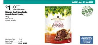 Costco Nature's heart superfoods organic cacao powder offer