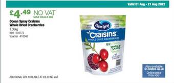 Costco Ocean spray craisins whole dried cranberries offer