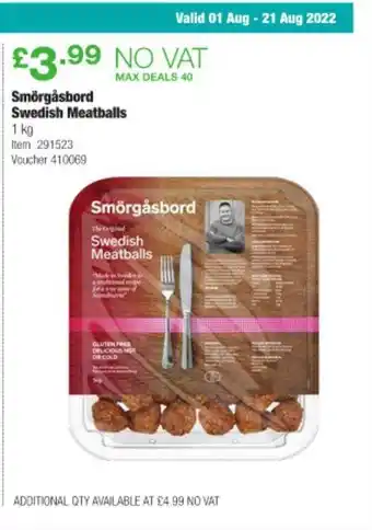 Costco Smörgäsbord swedish meatballs offer