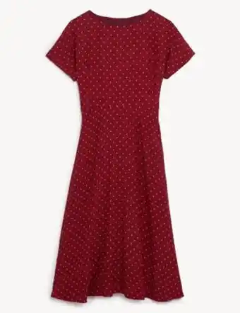 Jaeger womens spot print short sleeve midi fit and flare dress - 6 - red, red