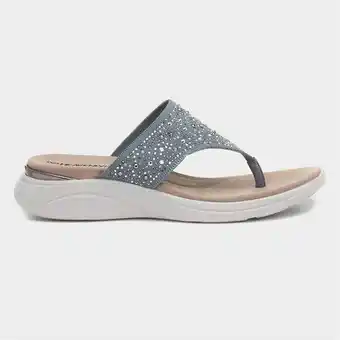 Shoe Zone Heavenly feet rose womens toe post sandal in blue offer