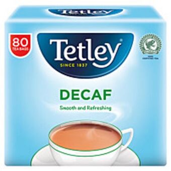 McColl's Tetley decaf tea bags soft pack 80s offer