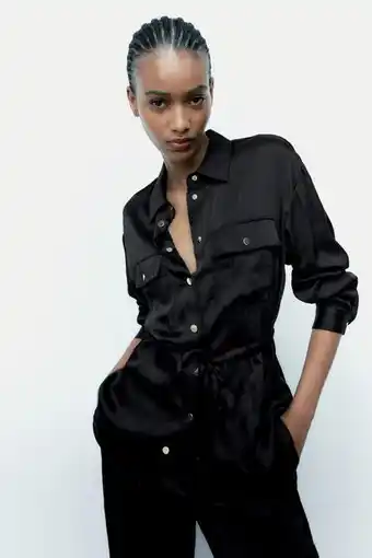 ZARA Satin overshirt with wrinkled effect offer