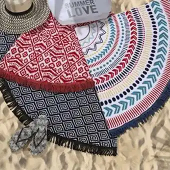Home Bargains Hello summer: beach round towel 150cm offer