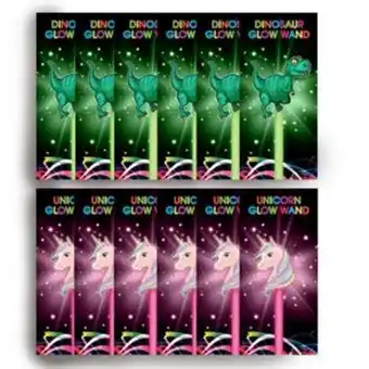 Home Bargains Neon nights: dinosaur & unicorn glow wands (12 pack) offer