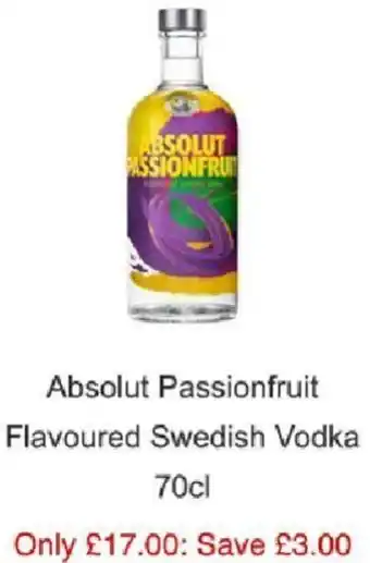 Sainsbury's Absolut Passionfruit Flavoured Swedish Vodka 70cl offer