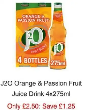Sainsbury's J20 Orange & Passion Fruit Juice Drink 4x275ml offer
