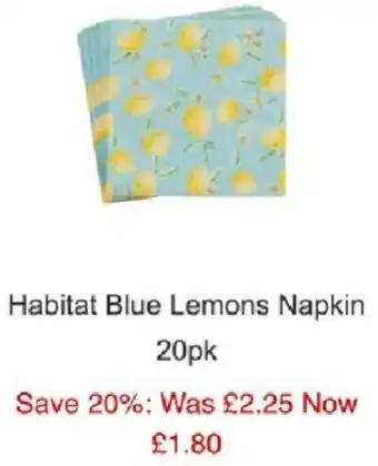 Sainsbury's Habitat Blue Lemons Napkin 20pk offer
