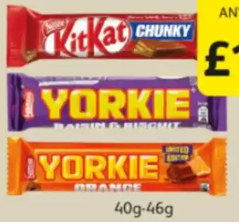 Londis Nestle Kitkat Chunky, Nestle Yorkie 40g-46g offer