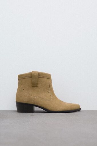 ZARA Leather cowboy ankle boots offer