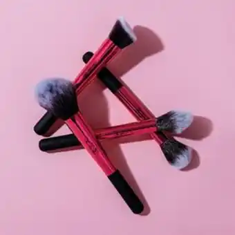 Home Bargains Khm kate hayes 4 piece cosmetic face brush set with 2-in-1 case & stand offer