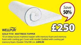 JYSK Gold t110 mattress topper offer