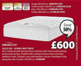 JYSK Gold s95 spring mattress offer