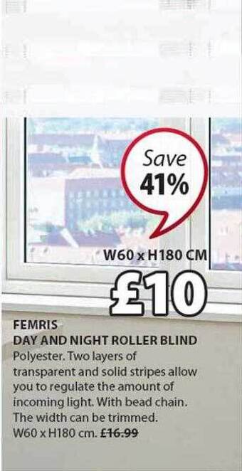 JYSK Femris day and night roller blind offer