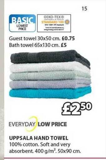 JYSK Uppsala hand towel offer