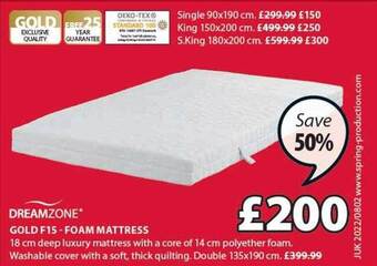 JYSK Gold f15 foam mattress offer
