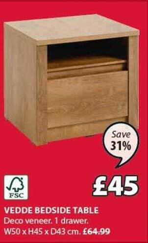 JYSK Vedde bedside table offer