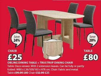 JYSK Obling dining table + trustrup dining chair offer