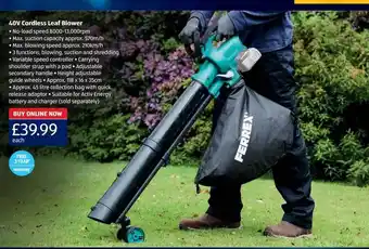 Aldi 40v cordless leaf blower offer