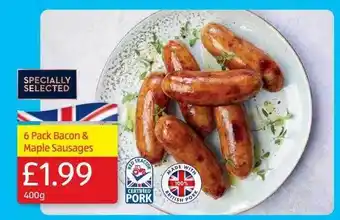 Aldi 6 pack bacon & maple sausages offer