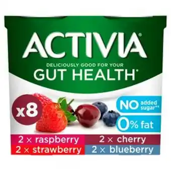 Sainsbury's Activia no added sugar 0% fat mixed red fruits yogurt 8x115g offer