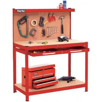 Machine Mart Clarke cwb-r1b workbench with pegboard back panel & large drawer offer
