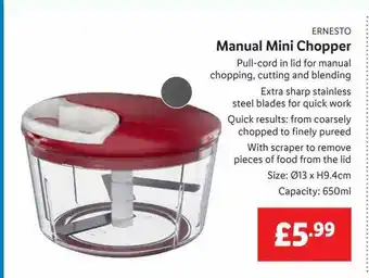 Lidl Ernesto manual mini chopper offer