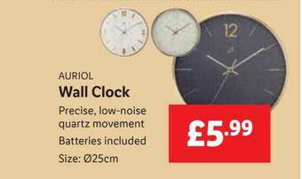 Lidl Auriol wall clock offer