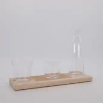 Wood & glass desk set 38x13cm