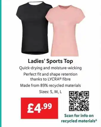 Lidl Ladies' sports top offer