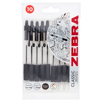Tesco Zebra grip ballpoint pens black 10 pack offer