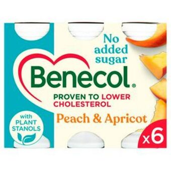 Sainsbury's Benecol peach & apricot no added sugar yogurt drink 6x67.5g offer