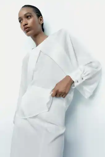 ZARA Satin blouse with puff sleeves offer