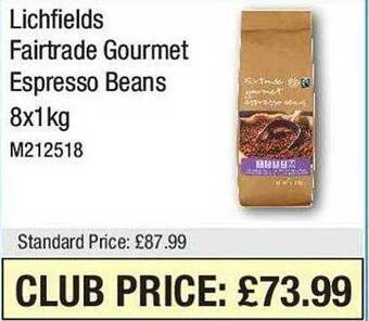 Makro Lichfields fairtrade gourmet espresso beans offer