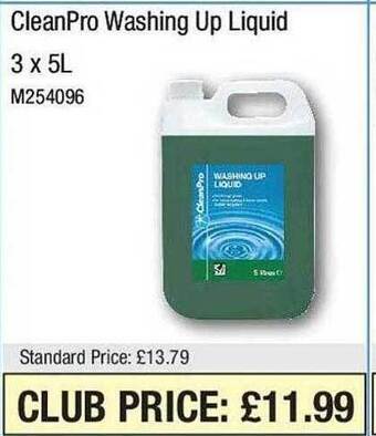 Makro Cleanpro washing up liquid offer