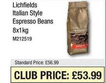 Makro Lichfields italian style espresso beans offer