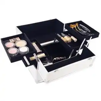 Home Bargains Olivia hale silver aluminium large cosmetic case offer