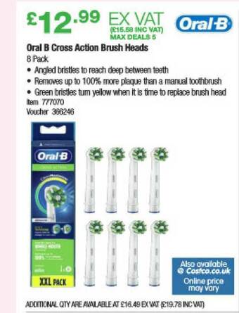 Costco Oral B Cross Action Brush Heads offer