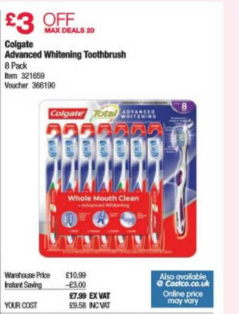 Costco Colgate Advanced Whitening Toothbrush offer