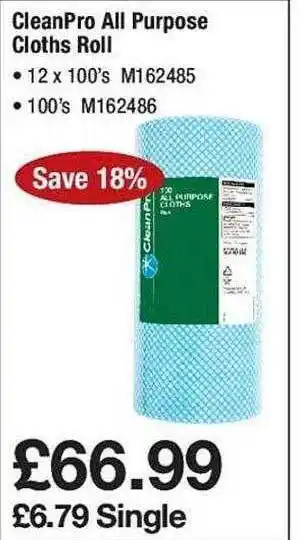 Makro Cleanpro all purpose cloths roll offer