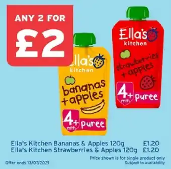 One Stop Ella's Kitchen Bananas & Apples 120g, Ella's Kitchen Strawberries & Apples 120g offer