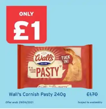 One Stop Wall's Cornish Pasty 240g offer
