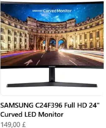 Currys PC World Samsung C24F396 Full HD 24" Curved LED Monitor offer