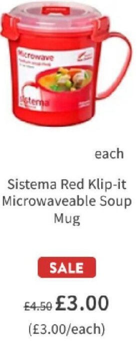 Asda Sistema Red Klip-It Microwaveable Soup Mug offer