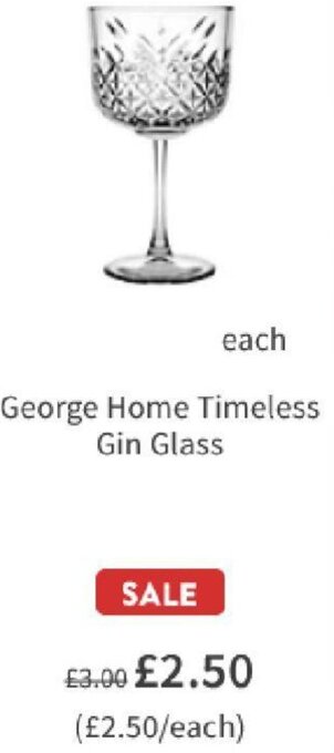 Asda George Home Timeless Gin Glass offer
