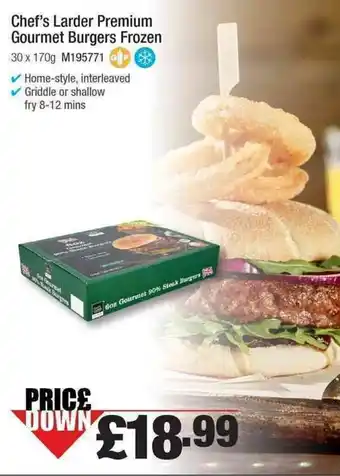 Makro Chef's Larder Premium Gourmet Burgers Frozen 30x170g offer