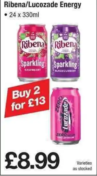Makro Ribena/ Lucozade Energy 24x330ml offer