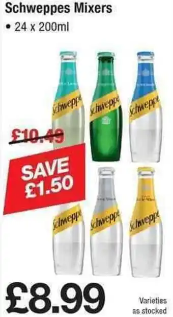 Makro Scheweppes Mixers 24x200ml offer
