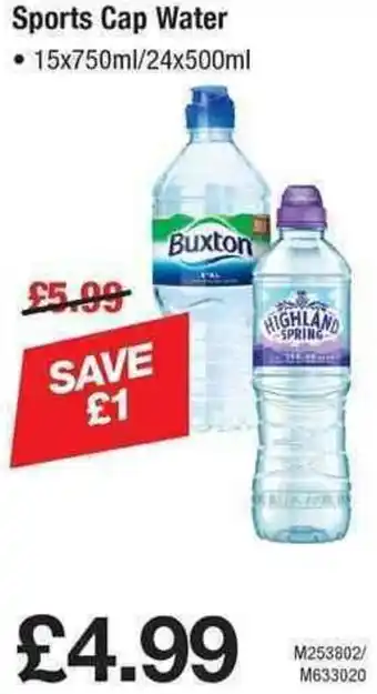 Makro Sports Cap Water 15x750ml/ 24x500ml offer